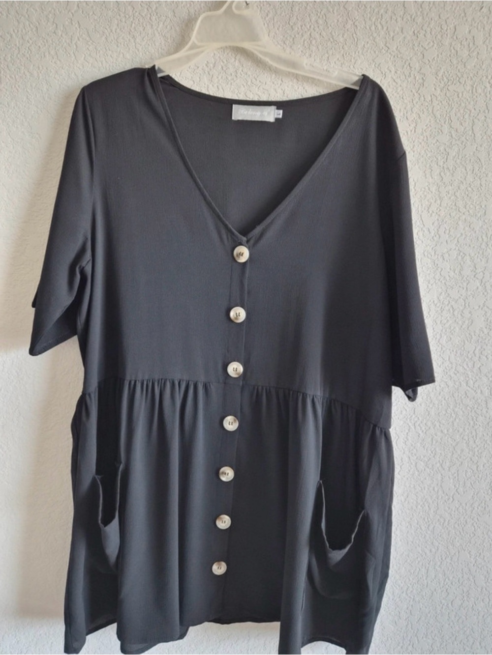 Women’s Black Button-Front V-Neck dress